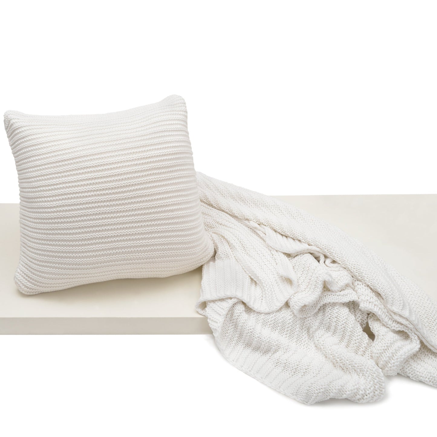 Nate Pillow and Throw Set - White