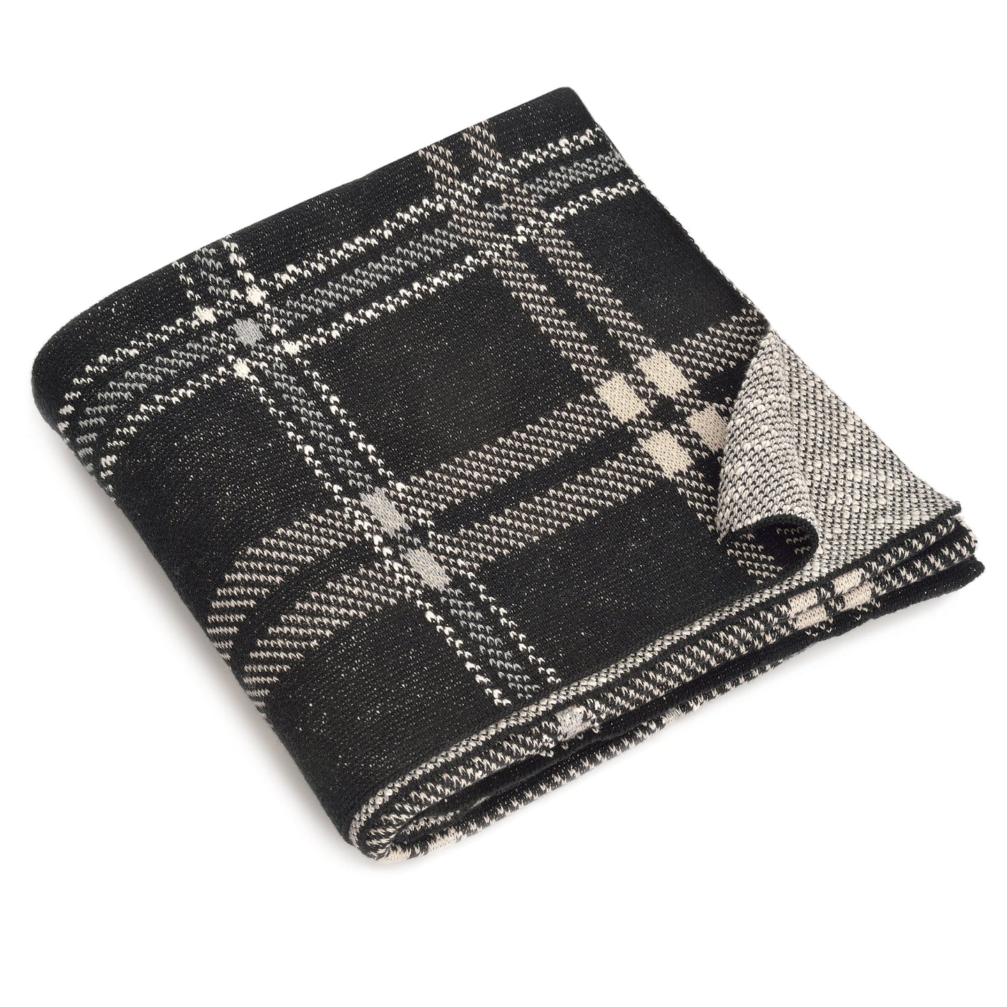 Oliver Plaid Pillow and Throw Set - Black