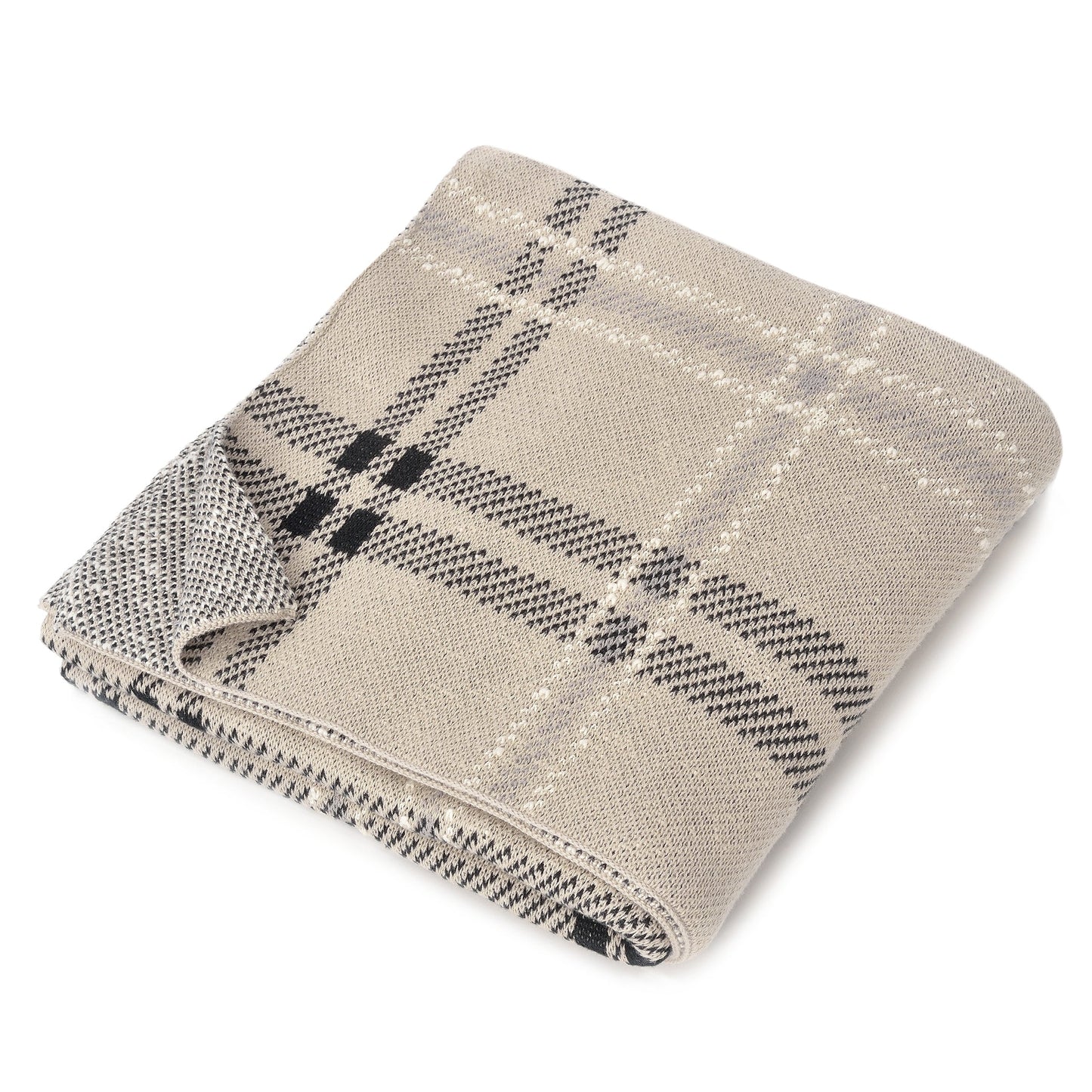 Oliver Plaid Pillow and Throw Set - Sand