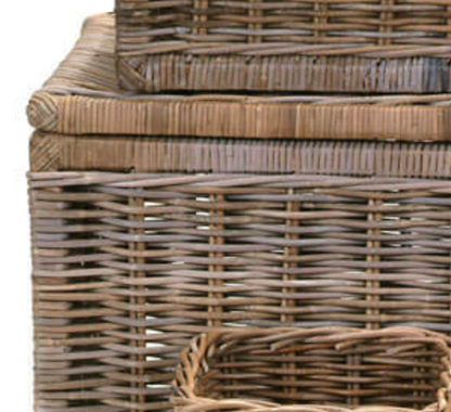 Rattan Trunks With Baskets - Set Of 5