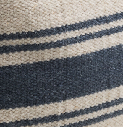 Waylon Blue Stripe Wool Blens Pouf