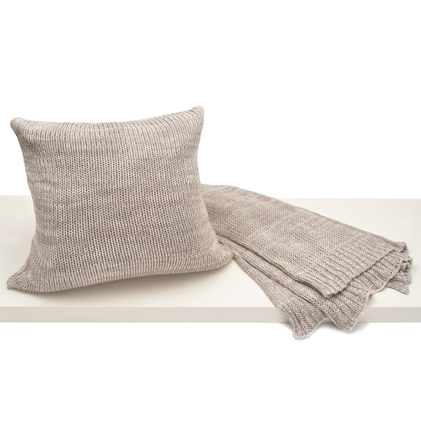 Sierra Pillow and Throw Set - Light Grey Marled