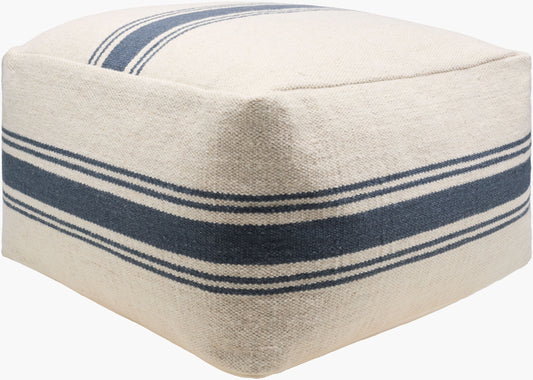 Waylon Blue Stripe Wool Blens Pouf