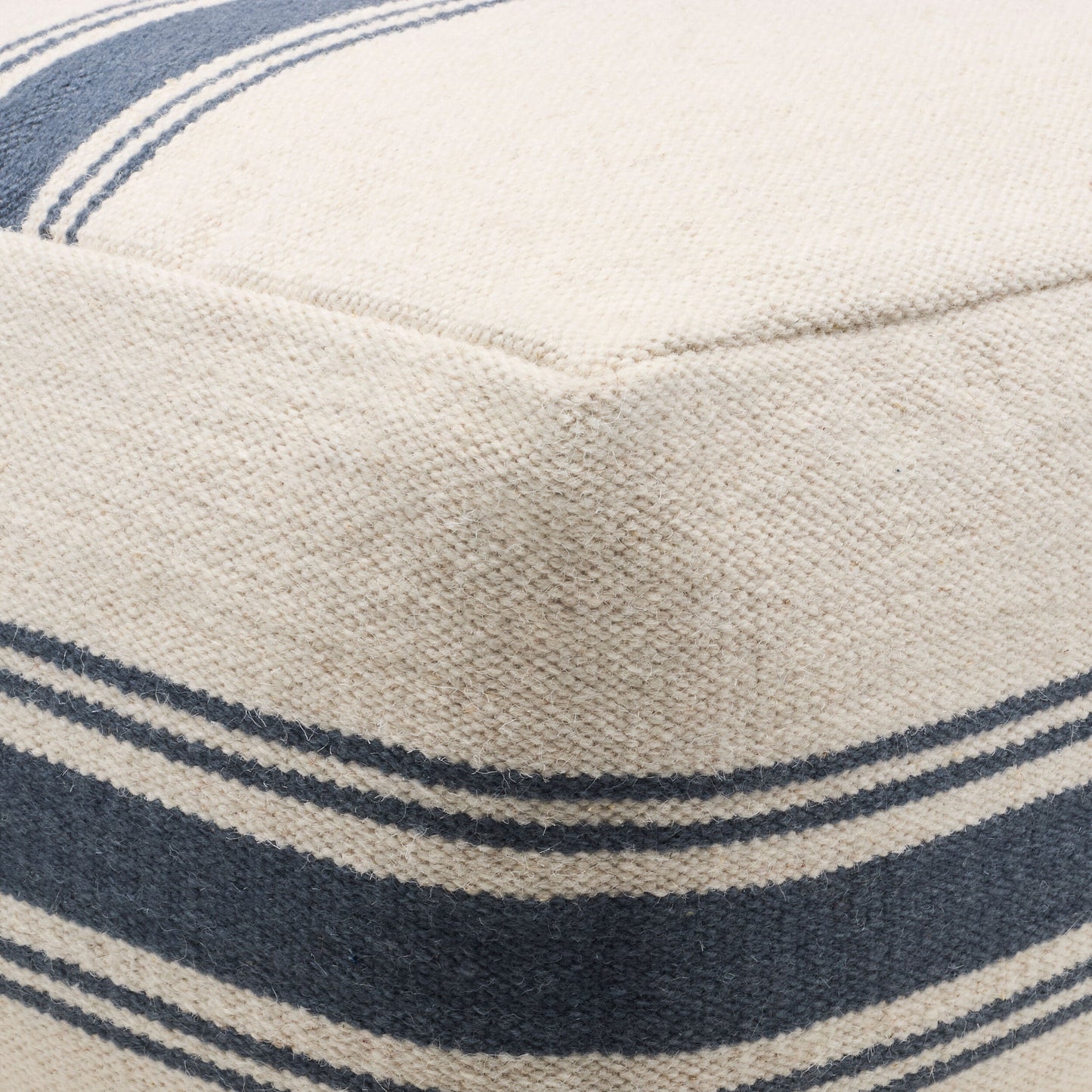 Waylon Blue Stripe Wool Blens Pouf