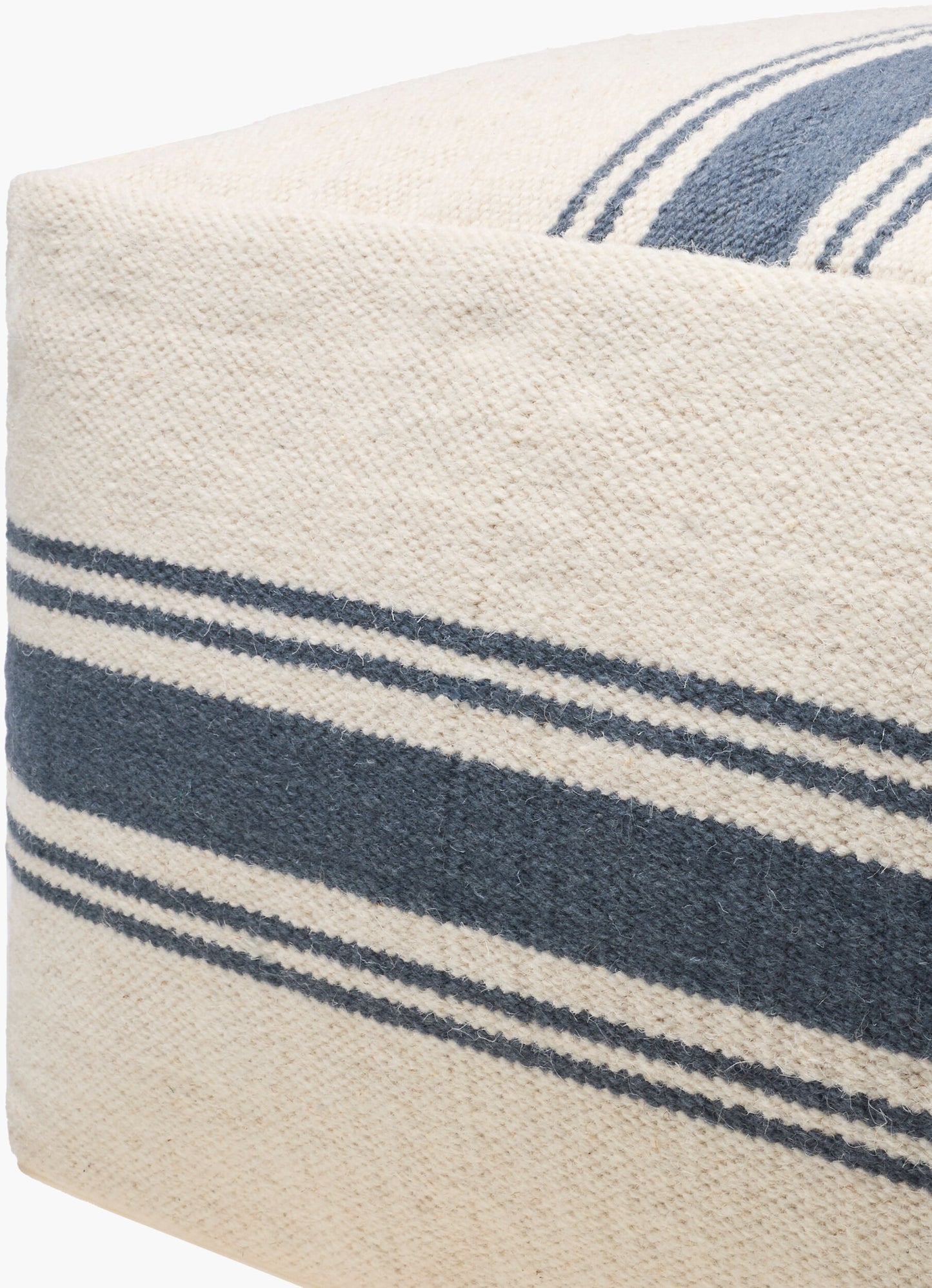 Waylon Blue Stripe Wool Blens Pouf