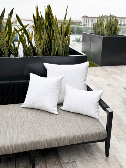 White Boucle Indoor Outdoor Collection - Pillows, Placemats, Table Runners with PureAir Tech