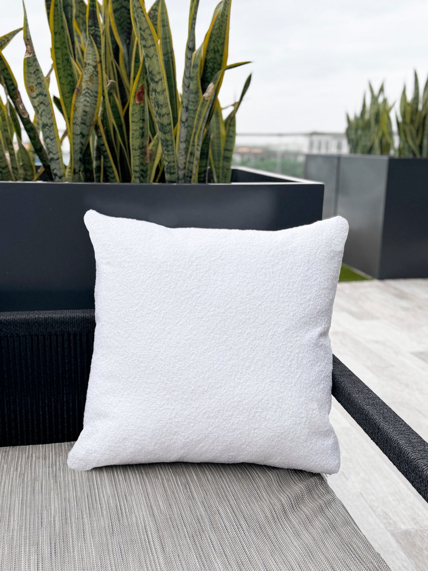 White Boucle Indoor Outdoor Collection - Pillows, Placemats, Table Runners with PureAir Tech