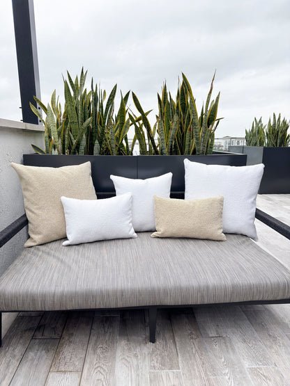 White Boucle Indoor Outdoor Collection - Pillows, Placemats, Table Runners with PureAir Tech