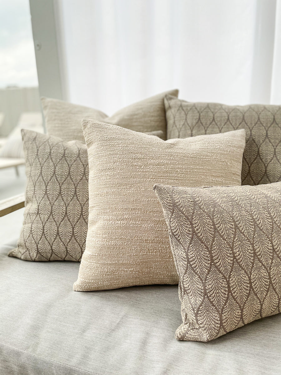 Dreamy Weave Beige Indoor Outdoor Pillows