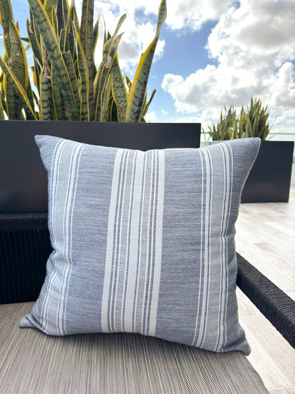 Beach Club Indigo Stripe Indoor Outdoor Pillow, Floor Pillow, Placemat, Table Runner Collection