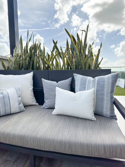 Beach Club Indigo Stripe Indoor Outdoor Pillow, Floor Pillow, Placemat, Table Runner Collection