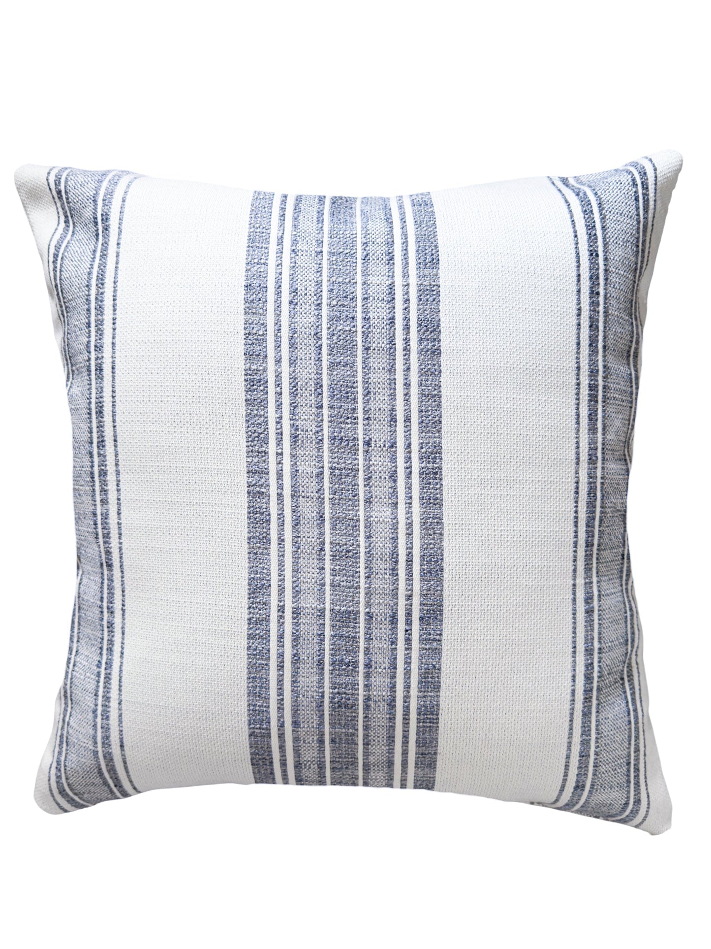 Beach Club White Stripe Blue Indoor Outdoor Cushion, Placemat, Table Runner Collection