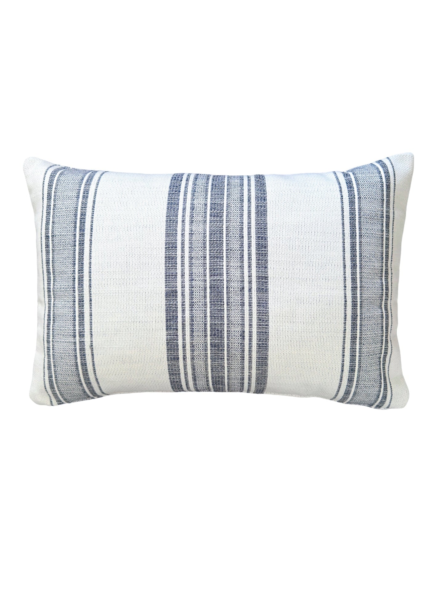 Beach Club White Stripe Blue Indoor Outdoor Cushion, Placemat, Table Runner Collection