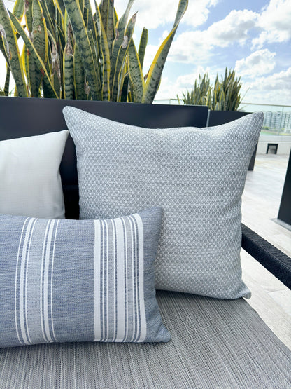 Coastal Breeze Grey Indoor Outdoor Pillow, Placemat, and Table Runner Collection