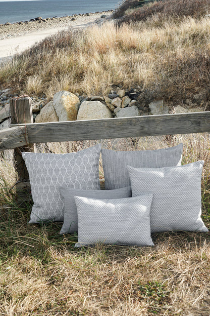 Coastal Breeze Grey Indoor Outdoor Pillow, Placemat, and Table Runner Collection