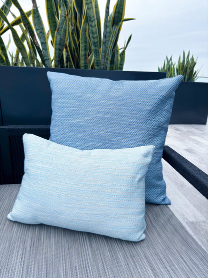 Deep Sea Blue Indoor Outdoor Pillows, Floor Pillow, Placemat & Table Runner Collection