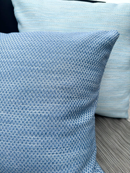 Deep Sea Blue Indoor Outdoor Pillows, Floor Pillow, Placemat & Table Runner Collection