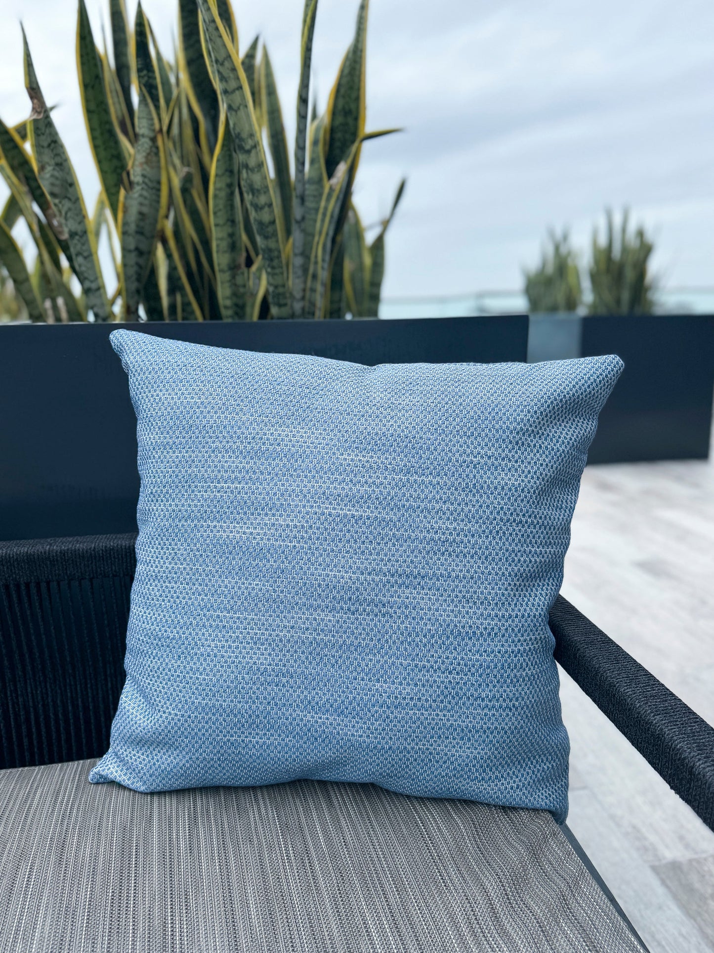 Deep Sea Blue Indoor Outdoor Pillows, Floor Pillow, Placemat & Table Runner Collection