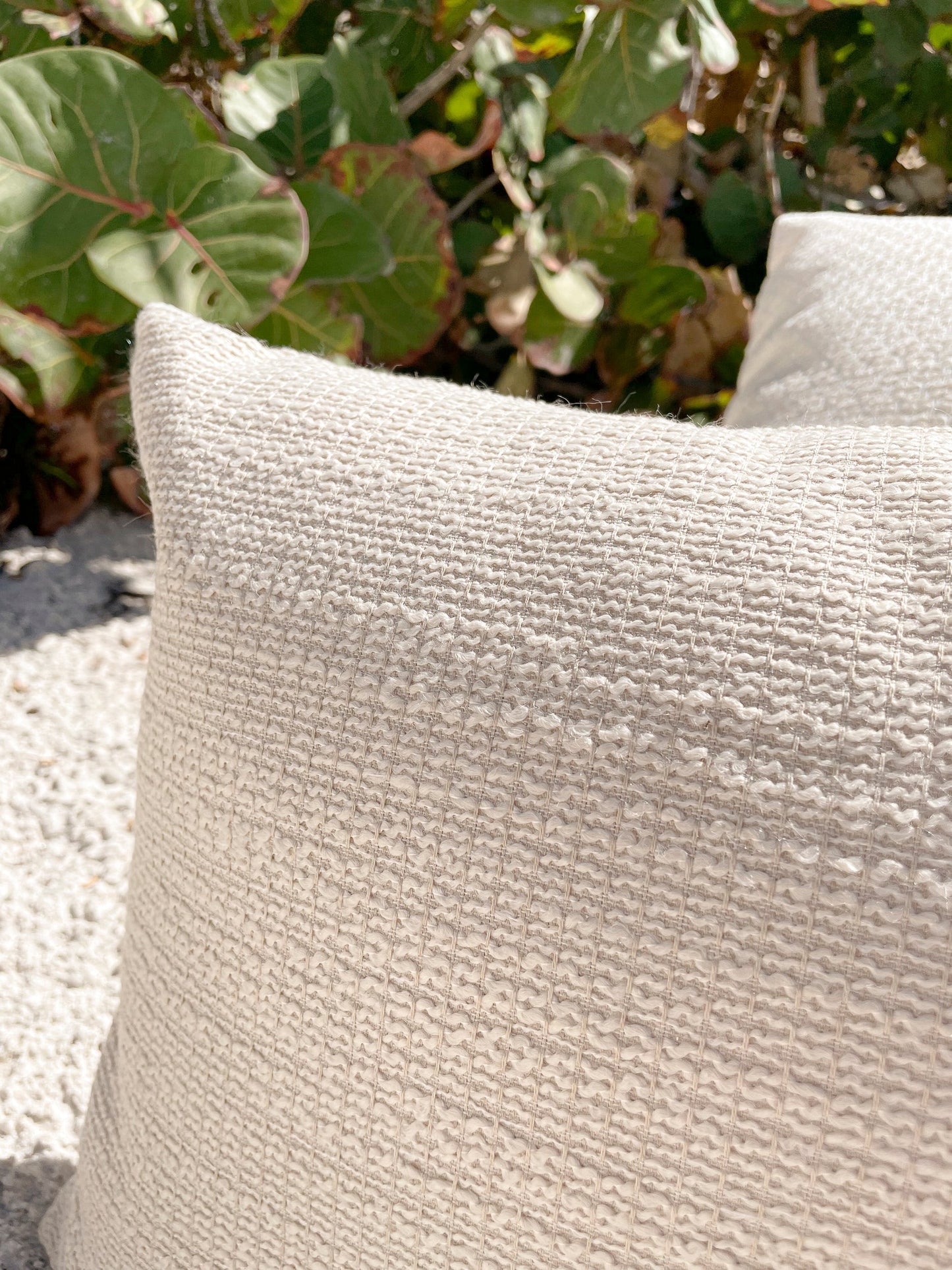 Natural Waves Beige Indoor Outdoor Table Runner, Placemat, Pillow & Floor Pillow Collection