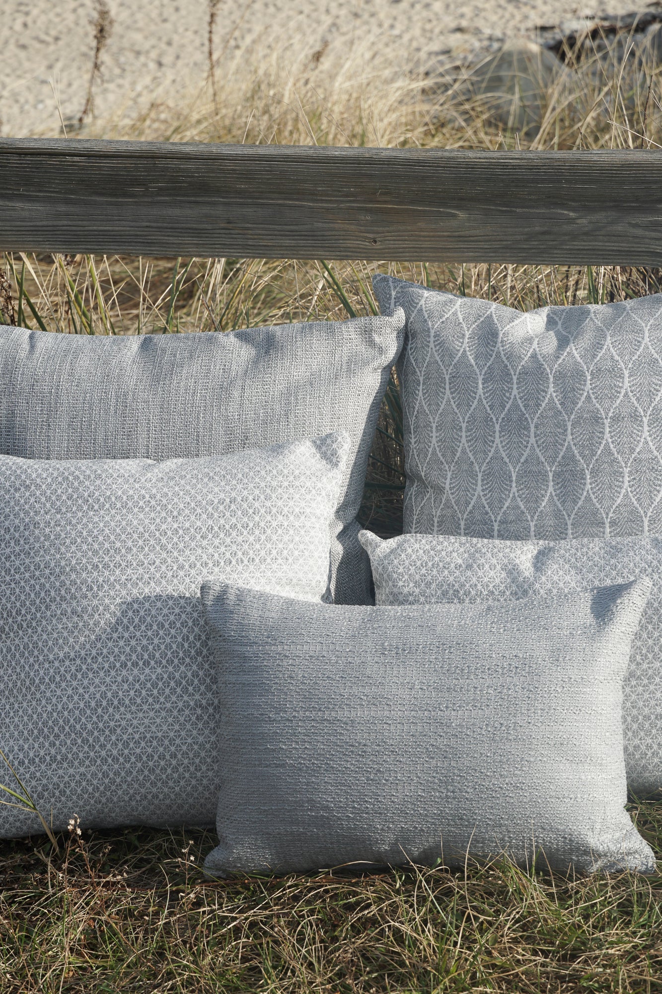 Natural Waves Grey Indoor Outdoor Pillows