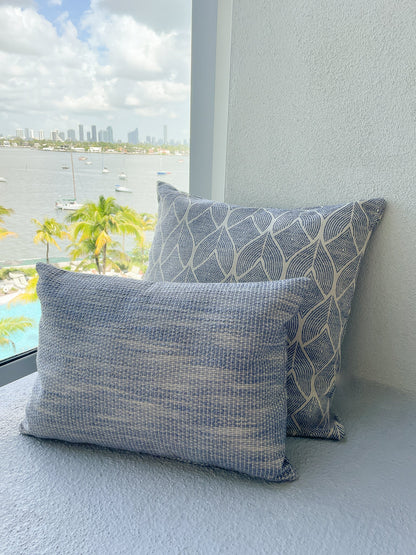 Natural Waves Indigo Indoor Outdoor Pillows, Placemats & Table Runner - PureAir Technology