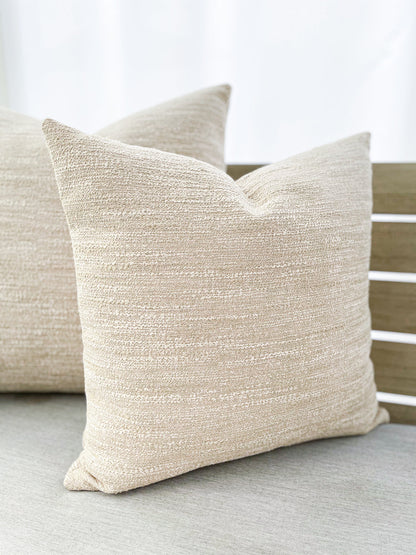 Dreamy Weave Beige Indoor Outdoor Pillows