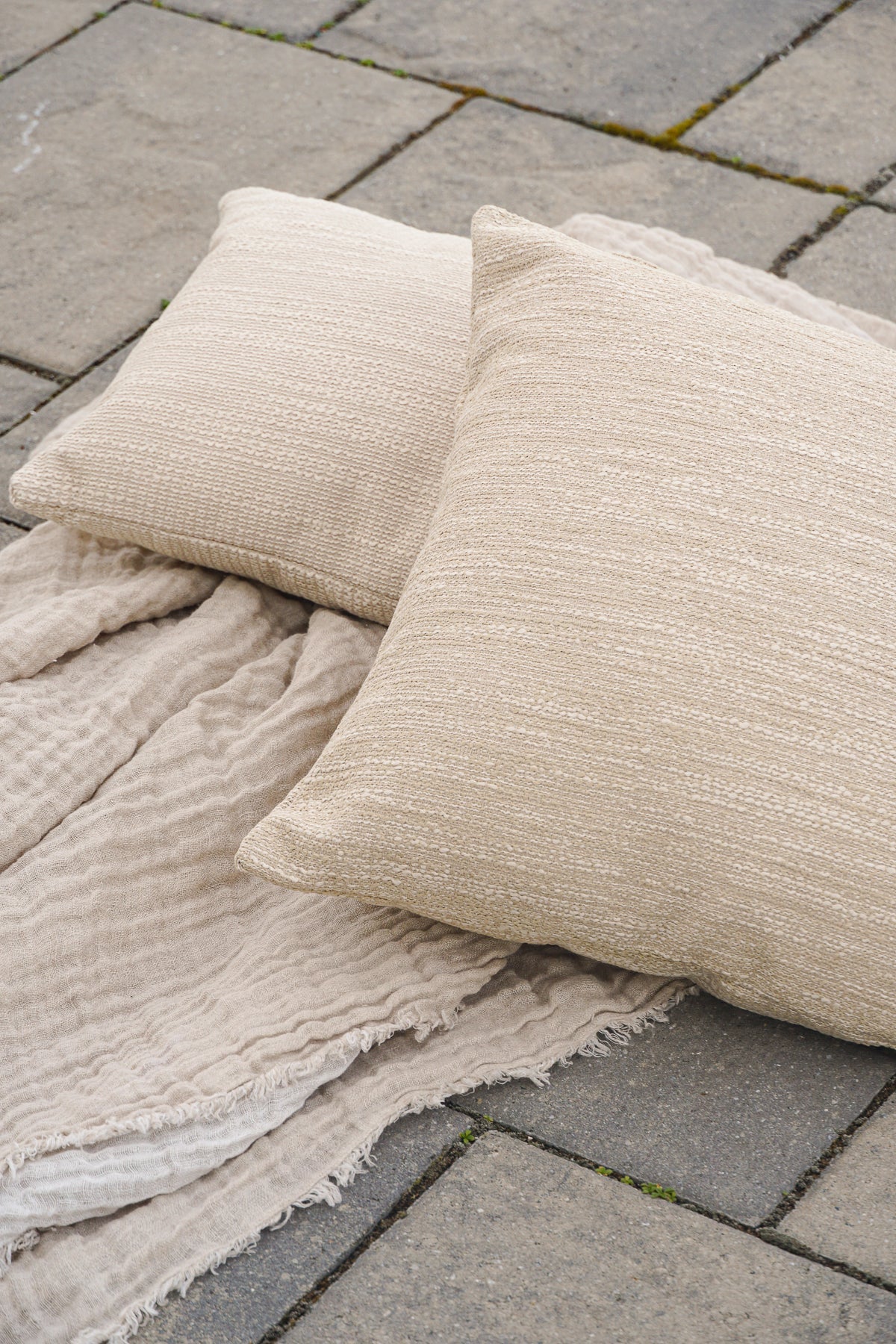 Dreamy Weave Beige Indoor Outdoor Pillows