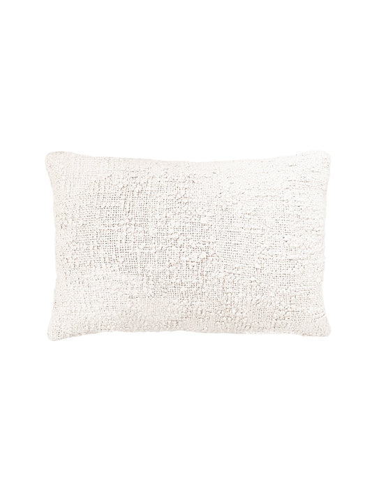 Cozy Cotton White Ivory Boucle Lumbar Pillow 14x20