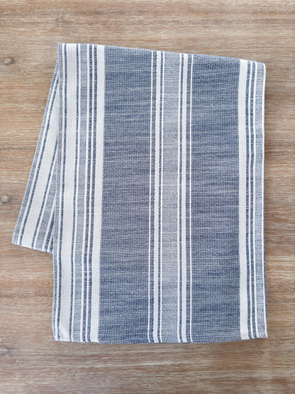 Beach Club Indigo Stripe Indoor Outdoor Pillow, Floor Pillow, Placemat, Table Runner Collection