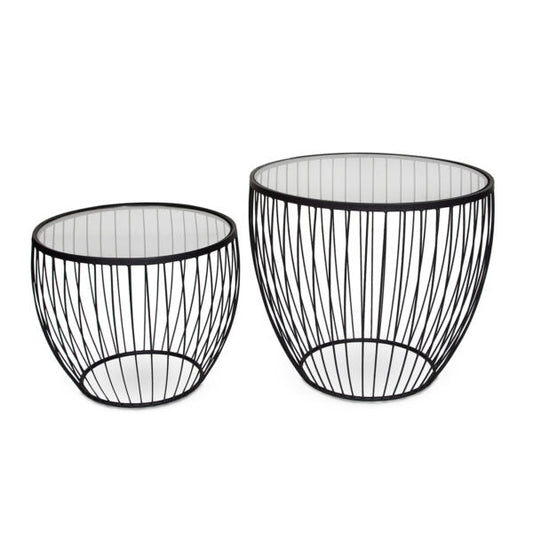 Cyclone Glass Tables - Matte Black (Set of 2) ANCHORED IN MUSKOKA