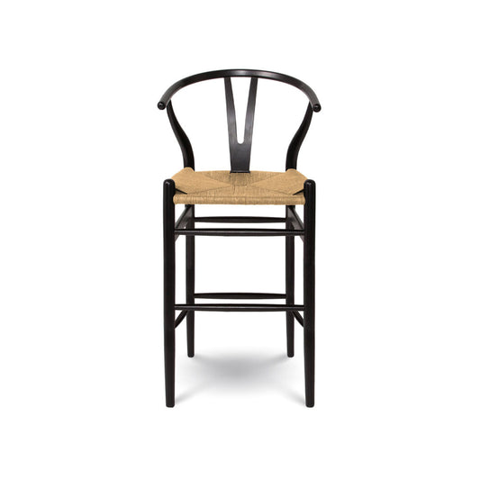 Frida Counter Stool - Black with Natural Seat