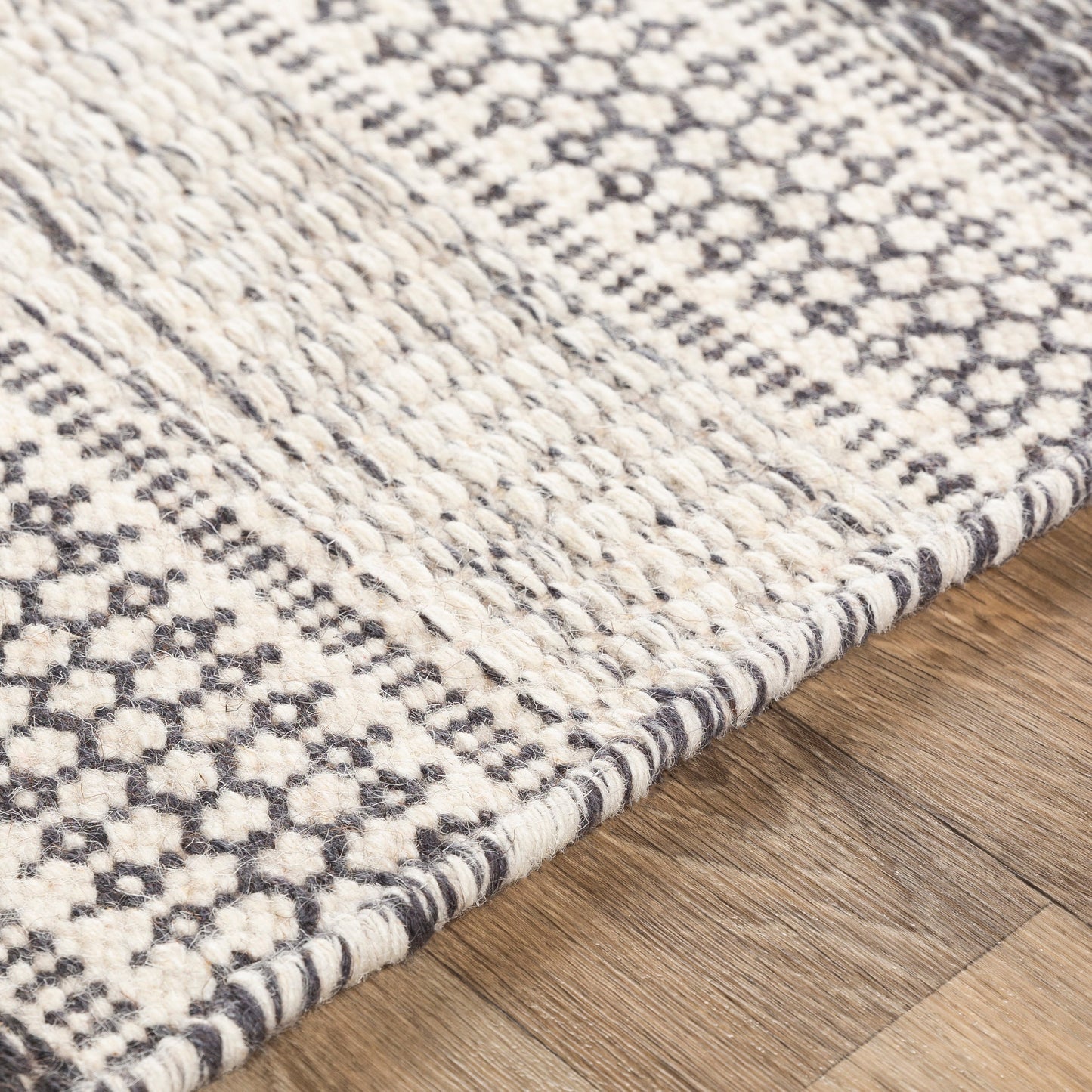 Grey Striped Wool Area Rug ANCHORED IN MUSKOKA