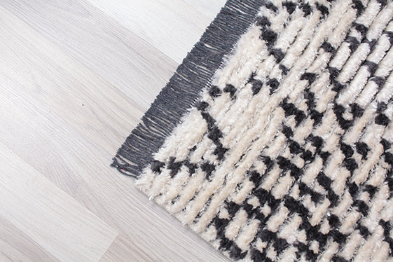 Myst Anthracite Grey Beige Moroccan Fringed Rug - Option 2 ANCHORED IN MUSKOKA