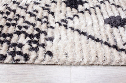 Myst Anthracite Grey Beige Moroccan Fringed Rug - Option 2 ANCHORED IN MUSKOKA