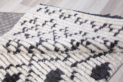 Myst Anthracite Grey Beige Moroccan Fringed Rug - Option 2 ANCHORED IN MUSKOKA