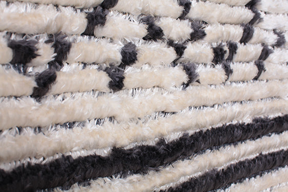 Myst Anthracite Grey Moroccan Beige Fringed Rug ANCHORED IN MUSKOKA