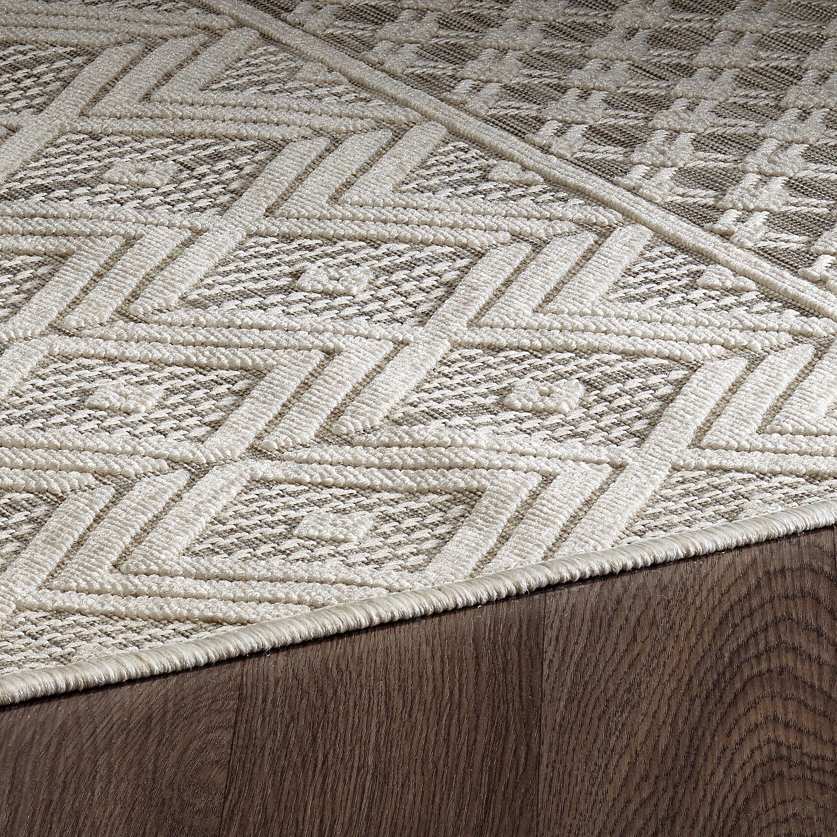 Odessa Diamond High Low Textured Polypropylene Area Rug ANCHORED IN MUSKOKA