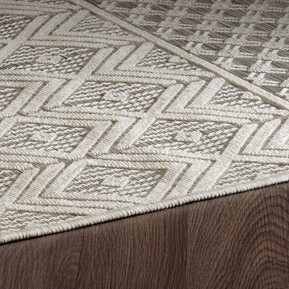 Odessa Diamond High Low Textured Polypropylene Area Rug ANCHORED IN MUSKOKA