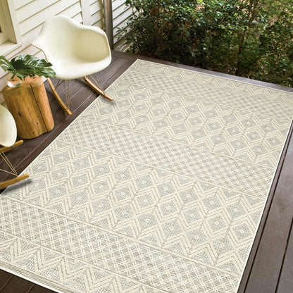 Odessa Diamond High Low Textured Polypropylene Area Rug ANCHORED IN MUSKOKA