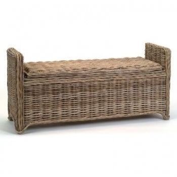 Rattan Storage Bench - High Arms ANCHORED IN MUSKOKA