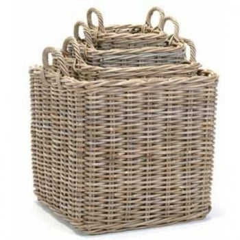 Square Grey Storage Basket Set Of 4 ANCHORED IN MUSKOKA