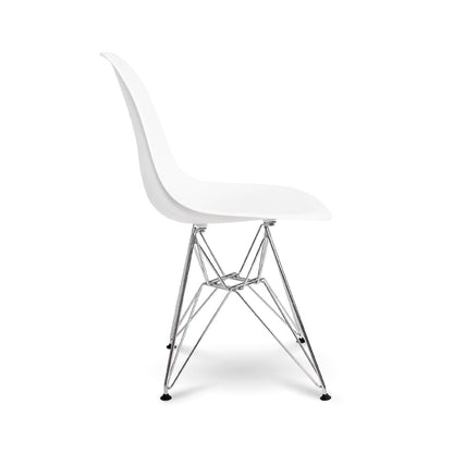 Cairo Chair – White Seat Chrome Base