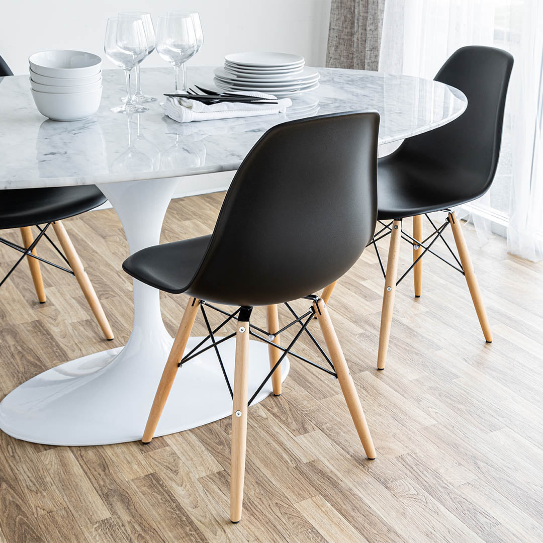 Cairo Chair – Black Seat Wood Base